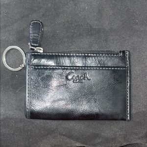 Coach Black Leather Key Ring Wallet